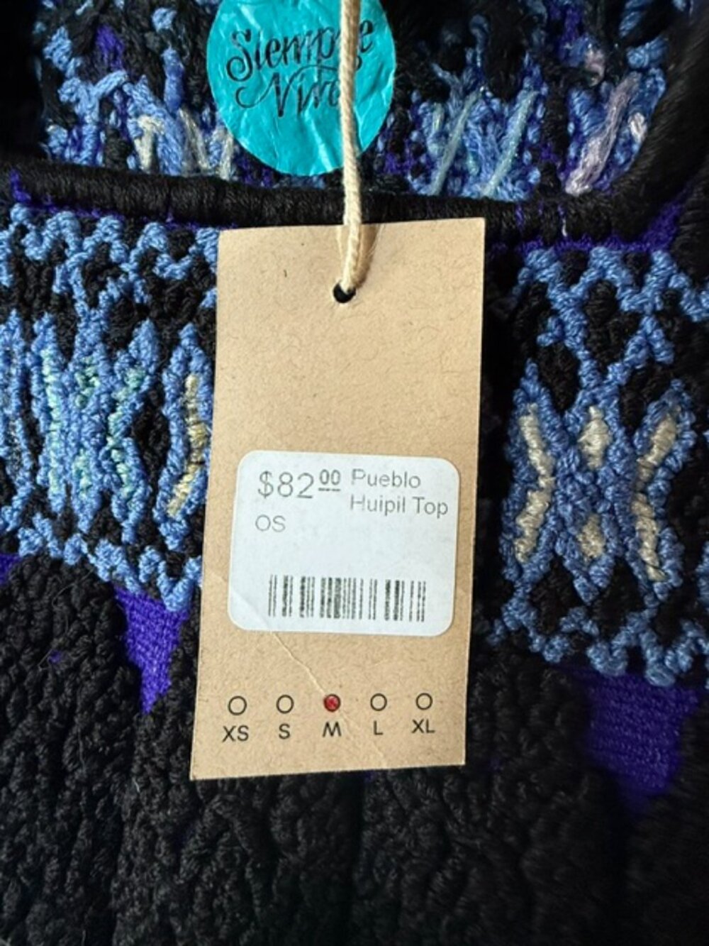 Huipil Top Cropped New with tags Purple Size M Embroidered - Picture 3 of 6